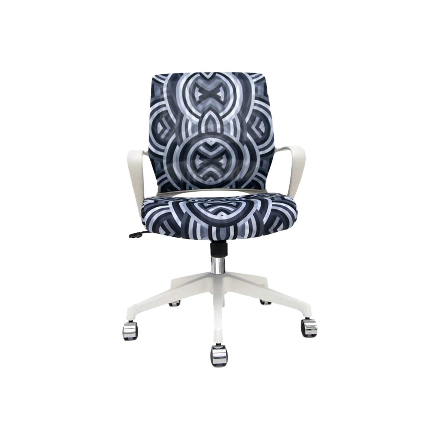 The Raynor Group Elizabeth Sutton Gramercy Fabric Swivel Task Chair, White Grayscale Echo Silver (K-ESGR-WHT-ECHO-SIL)