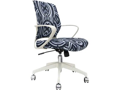 The Raynor Group Elizabeth Sutton Gramercy Fabric Swivel Task Chair, White Grayscale Echo Silver (K-ESGR-WHT-ECHO-SIL)