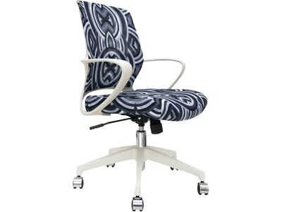 The Raynor Group Elizabeth Sutton Gramercy Fabric Swivel Task Chair, White Grayscale Echo Silver (K-