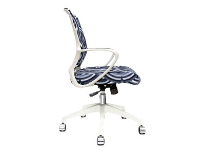 The Raynor Group Elizabeth Sutton Gramercy Fabric Swivel Task Chair, White Grayscale Echo Silver (K-ESGR-WHT-ECHO-SIL)