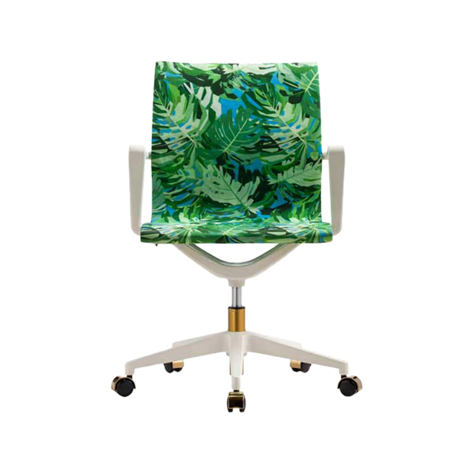 The Raynor Group Elizabeth Sutton Wynwood Fabric Swivel Task Chair, Pura Vida White Gold (K-ESWY-WHT-VIDA-GLD)