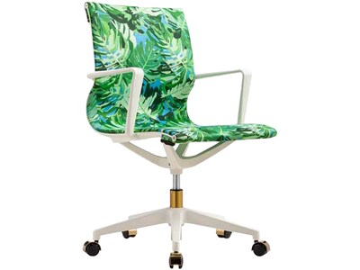 The Raynor Group Elizabeth Sutton Wynwood Fabric Swivel Task Chair, Pura Vida White Gold (K-ESWY-WHT-VIDA-GLD)