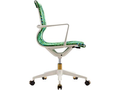 The Raynor Group Elizabeth Sutton Wynwood Fabric Swivel Task Chair, Pura Vida White Gold (K-ESWY-WHT-VIDA-GLD)