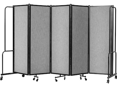National Public Seating Robo Freestanding 5-Panel Room Divider, 72"H x 118"W, Gray PET (RDB6-5PT02)