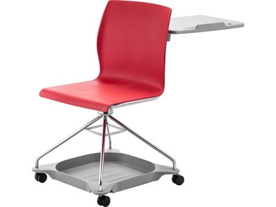 National Public Seating CoGo 25"W Mobile Tablet Chair, Red/Gray (COGO-40)
