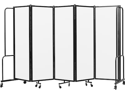 National Public Seating Robo Freestanding 5-Panel Room Divider, 72"H x 118"W, Clear Acrylic (RDB6-5CA)