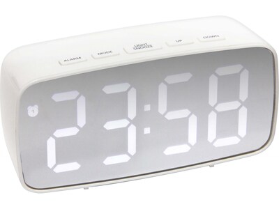 Infinity Instruments Digital Alarm Clock, 4.25 x 2.38 (20218WH)