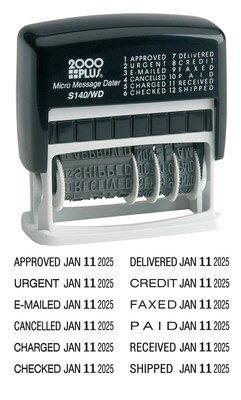 2000 Plus Micro Message Dater 12-in-1 Self-Inking Date and Message Stamp, Black Ink (011090)