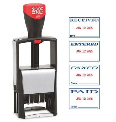 2000 Plus 2360 Dater, ENTERED, PAID, FAXED, RECEIVED, Blue and Red Ink (011035)