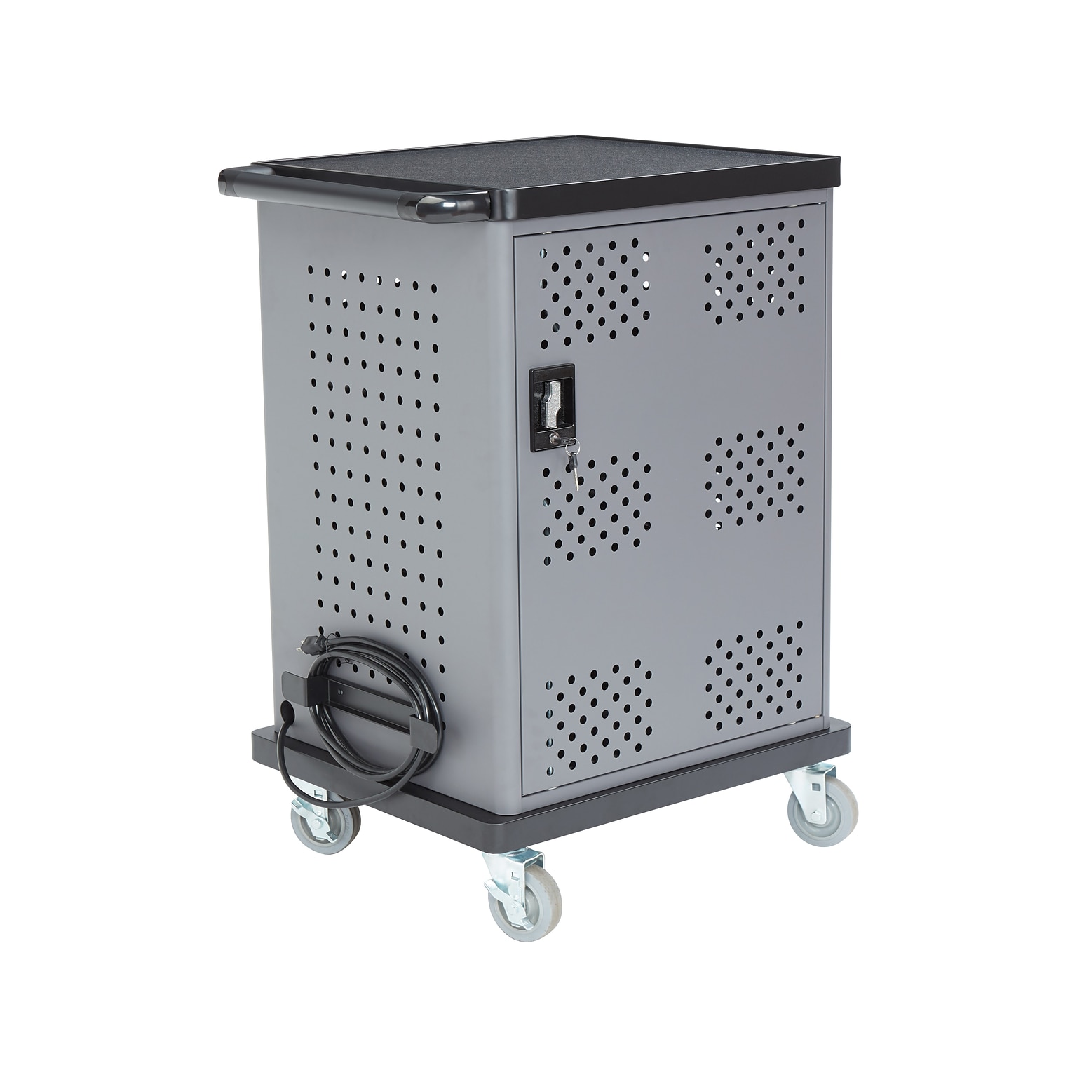 National Public Seating Oklahoma Sound Duet 2-Shelf Metal Mobile A/V Cart with Lockable Wheels, Silver (DCC)