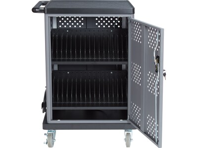 National Public Seating Oklahoma Sound Duet 2-Shelf Metal Mobile A/V Cart with Lockable Wheels, Silver (DCC)