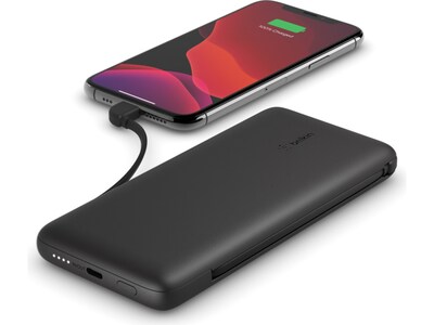 Belkin BOOST CHARGE Plus Lightning/USB Type-C Power Bank for Most Smartphones, 10000mAh, Black (BPB006BTBLK)
