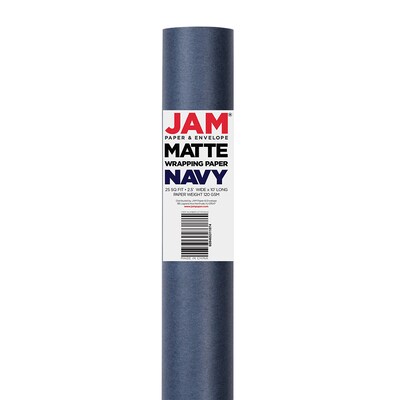 JAM PAPER Gift Wrap, Matte Wrapping Paper, 25 Sq Ft per Roll, Matte Cobalt Navy Blue, 2/Pack