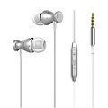 Insten 3.5mm Metal Stereo In-Ear Headphone Headset (Microphone, Volume Control, Magnetic Adsorption) - White/Silver