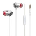 Insten 3.5mm Handsfree Metal Stereo In-Ear Headphone Headset (Microphone, Multi-Function Button) - White/Red