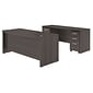 Bush Business Furniture Studio C 72"W Bow Front Desk and Credenza with Mobile File Cabinets, Storm Gray (STC009SG)