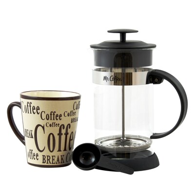 Mr Coffee 108163.02 Café Oasis 2-Piece Glass Coffee Press and Mug Gift Set