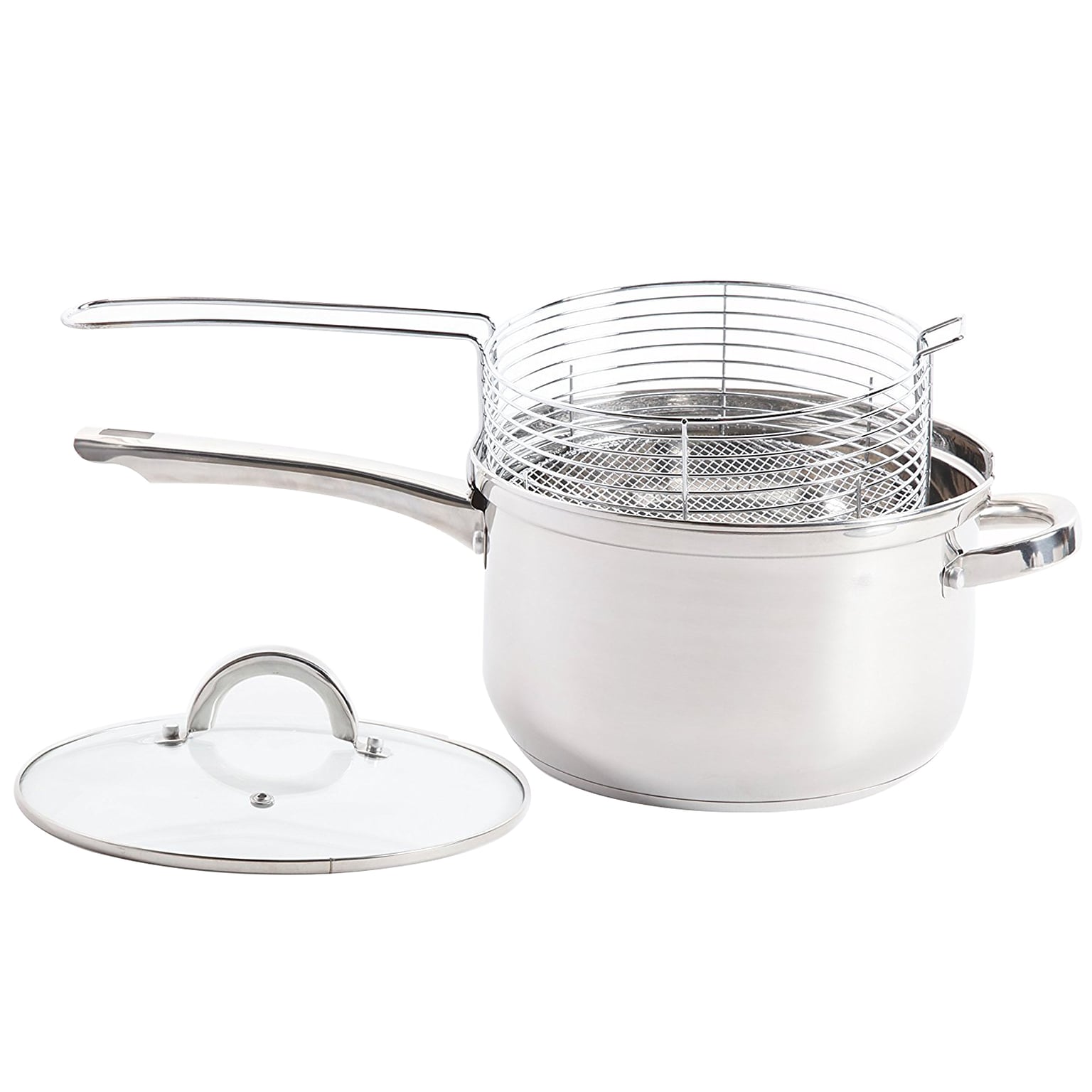 Oster Sangerfield 4.8-Quart Deep Fryer Sauce Pan With Lid and Frying Basket Stainless Steel  (935100933M)