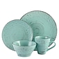 Elama Malibu Waves 16-Piece Stoneware Dinnerware Set Turquoise ELM-MALIBU-WAVES