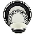 Gibson Home Classic Melody 12-Piece Ceramic Dinnerware Set Black and White 116928.12