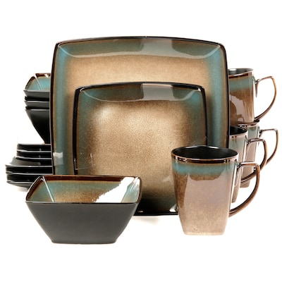 Gibson Elite Tequesta 16-Piece Stoneware Dinnerware Set Taupe 92131.16