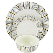 Gibson Home Classic Burst  12-Piece Ceramic Dinnerware Set White Decorated 116929.12