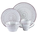 Elama Malibu Waves 16-Piece Stoneware Dinnerware Set Shell ELM-MALIBU-SANDS