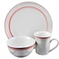 GIbson Home Porto 12-Piece Ceramic Dinnerware Set  White with Red Bands 116999.12