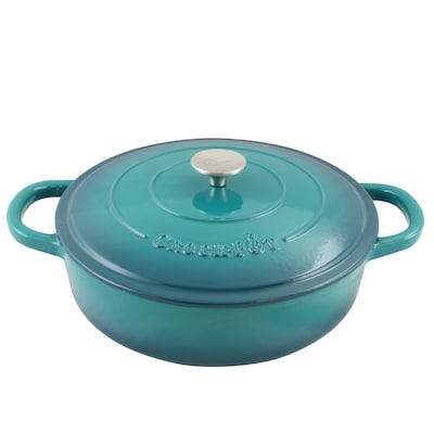 Crock-Pot Artisan Cast Iron 5 qt. Braiser Pan with Self-Basting Lid,  Teal Ombre (112002.02)