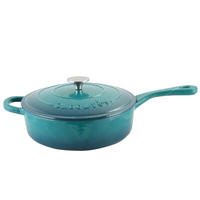 Crock-Pot Artisan Cast Iron 3.5 qt. Deep Saute Pan with Self-Basting Lid, Teal Ombre (112013.02)