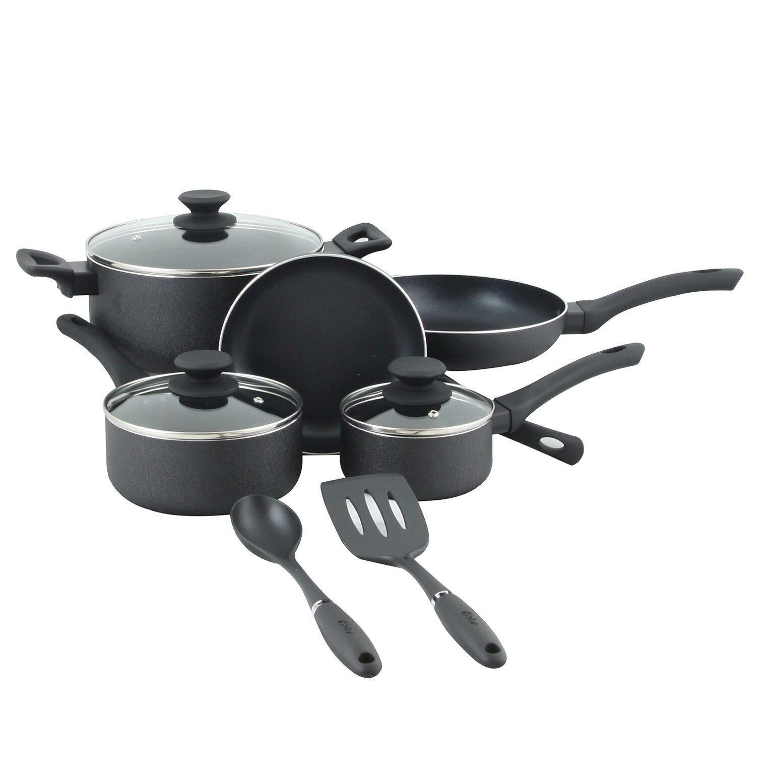 Oster Ashford   Aluminum 10-Piece Cookware Set, Black (73076.10)