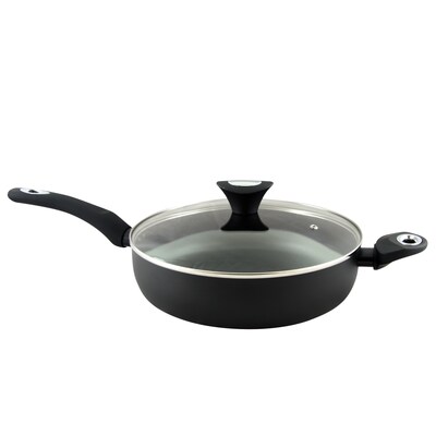 Oster Cuisine Allston Aluminum 4.5 qt.Saute Pan with Lid, Black (111901.02)