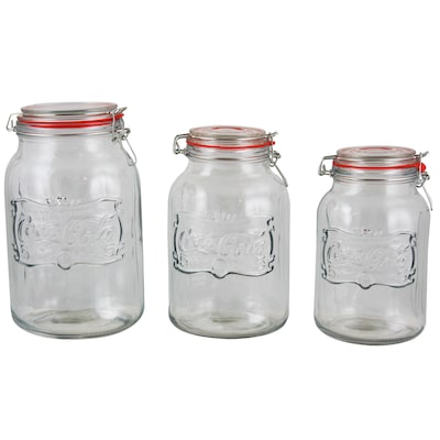 Coca-Cola Country Classic 3-Piece Embossed Glass Preserving/Storage Jar (116430.03)
