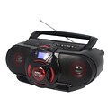 Naxa NPB-273 Portable Bluetooth® MP3/CD AM/FM Stereo Radio Cassette Player and Recorder Black/Red