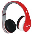 QFX H-254 RED Over Ear Folding Bluetooth Stereo Headphones With Microphone Red