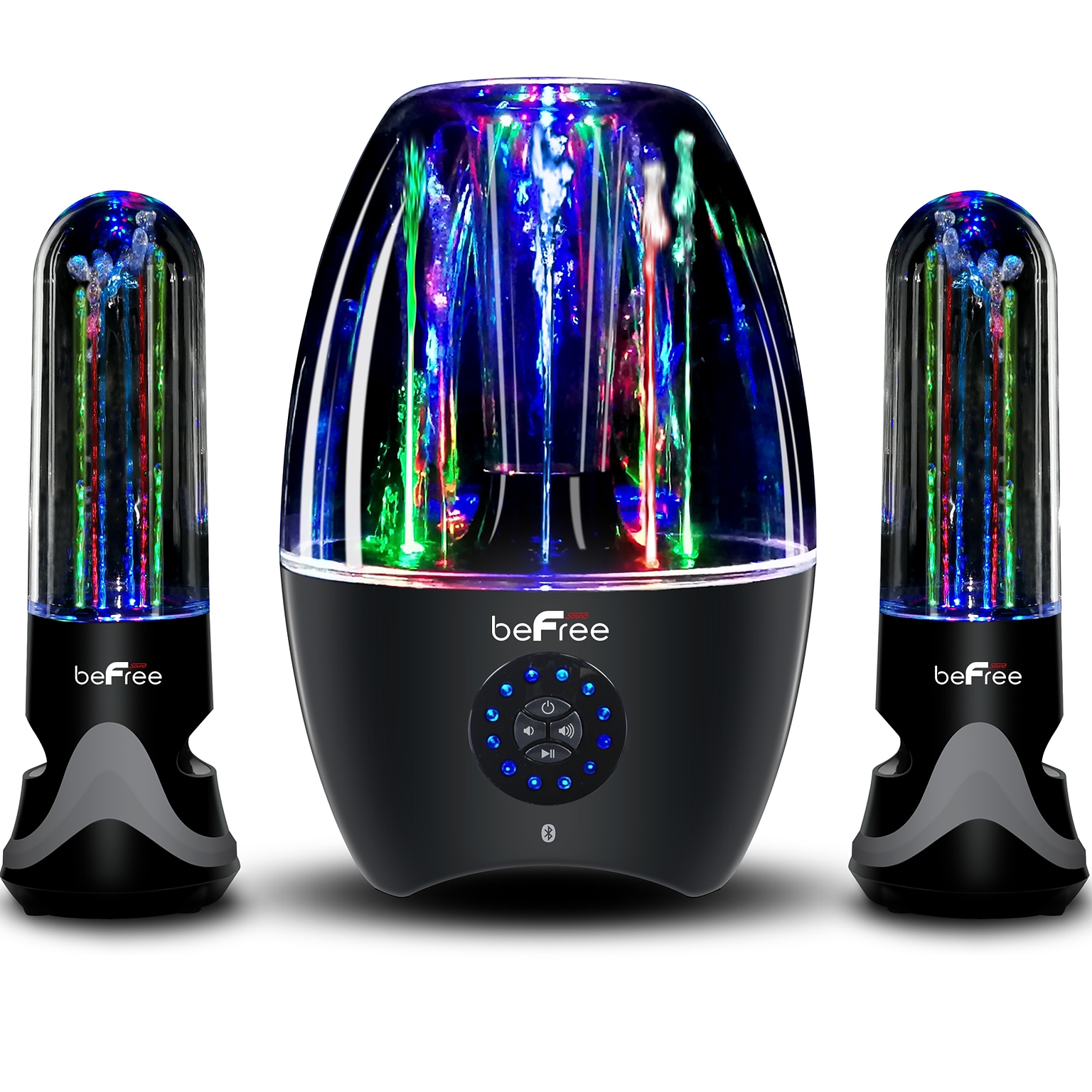 BeFree Sound BFS-33X 2.1 Channel Wireless Multimedia LED Dancing Water Bluetooth Sound System Black