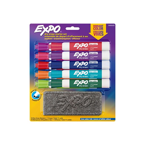 Expo Dry Erase Markers, Chisel Tip, Assorted, 8/Pack (80678