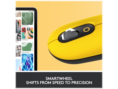 Logitech POP Wireless Ambidextrous Optical Mouse, Blast Yellow (910-006543)
