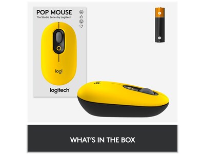 Logitech POP Wireless Ambidextrous Optical USB Mouse, Blast Yellow (910-006543)