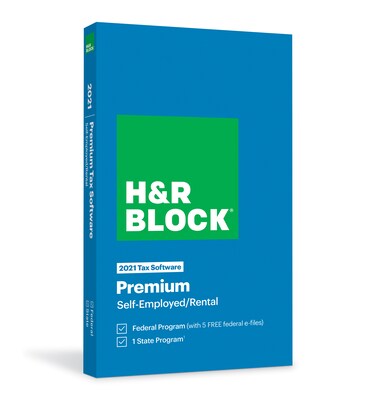 H&R Block 2021 Tax Software Premium for 1 User, Windows and Mac, Physical Key Card (1536600-21)