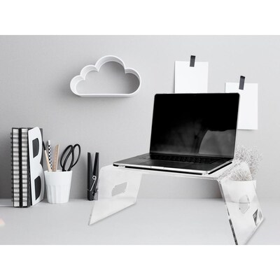 AdirHome Acrylic Monitor Stand, Clear Laptop Riser, Portable TV Screen Tray, Mobile Drawing Table for Bed and Couch