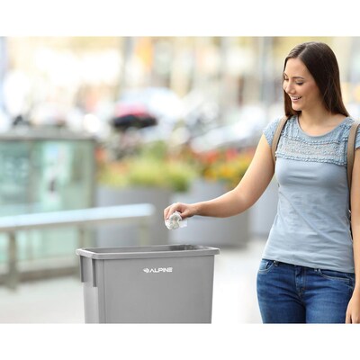 Alpine Industries Plastic Trash Can, 23 Gallon, Gray (ALP477-GRY)