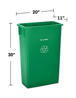 Alpine Industries Polypropylene Recycling Bin, 23 Gallon, Green  (ALP477-GRN)