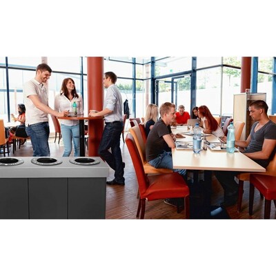 Alpine Industries 3-Compartment Indoor Trash Can and Recycling Bin, 28 Gallon, Black, (471-03-BLK)