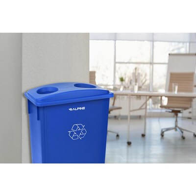 Alpine Industries Polypropylene Recycling Bin, 23 Gallon, Blue (ALP477-R-BLU)
