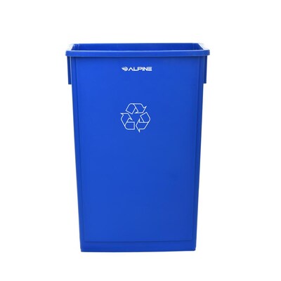 Alpine Industries Polypropylene Recycling Bin, 23 Gallon, Blue (ALP477-R-BLU)