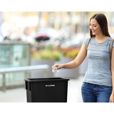 Alpine Industries Polypropylene Trash Can, 23 Gallon, Black (ALP477-BLK)