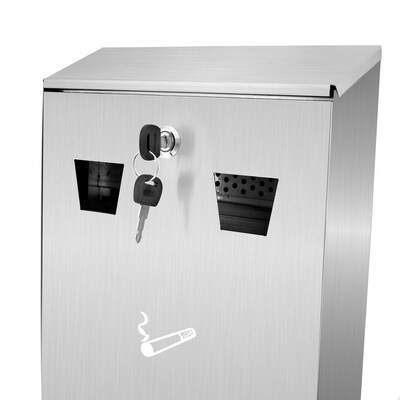 Alpine Industries Wall Mounted Cigarette Disposal Station, Outpost Outdoor Ashtray, Stainless Steel