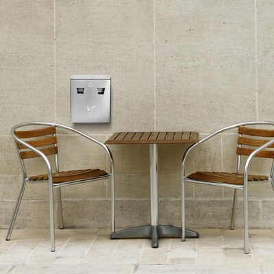 Alpine Industries Wall Mounted Cigarette Disposal Station, Outpost Outdoor Ashtray, Stainless Steel
