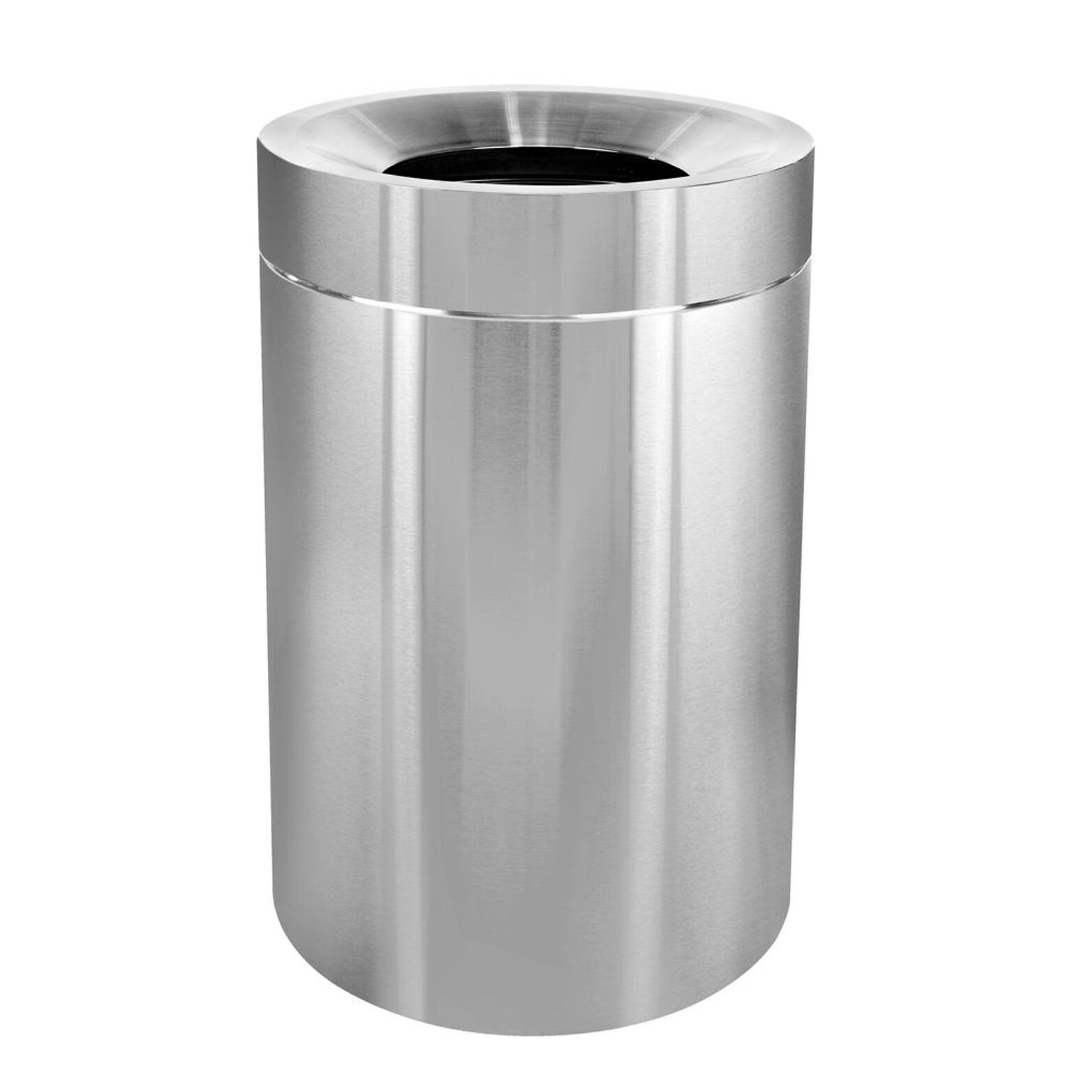 Alpine Industries Stainless Steel Trash Can with Open Lid, 50 Gallon, Silver (ALP475-50)